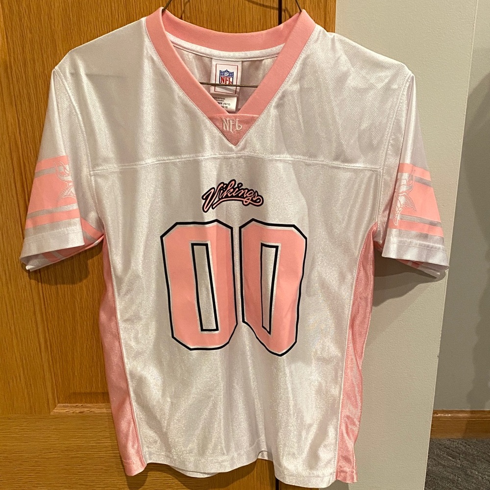 Vikings Kids Pink and White Football Jersey